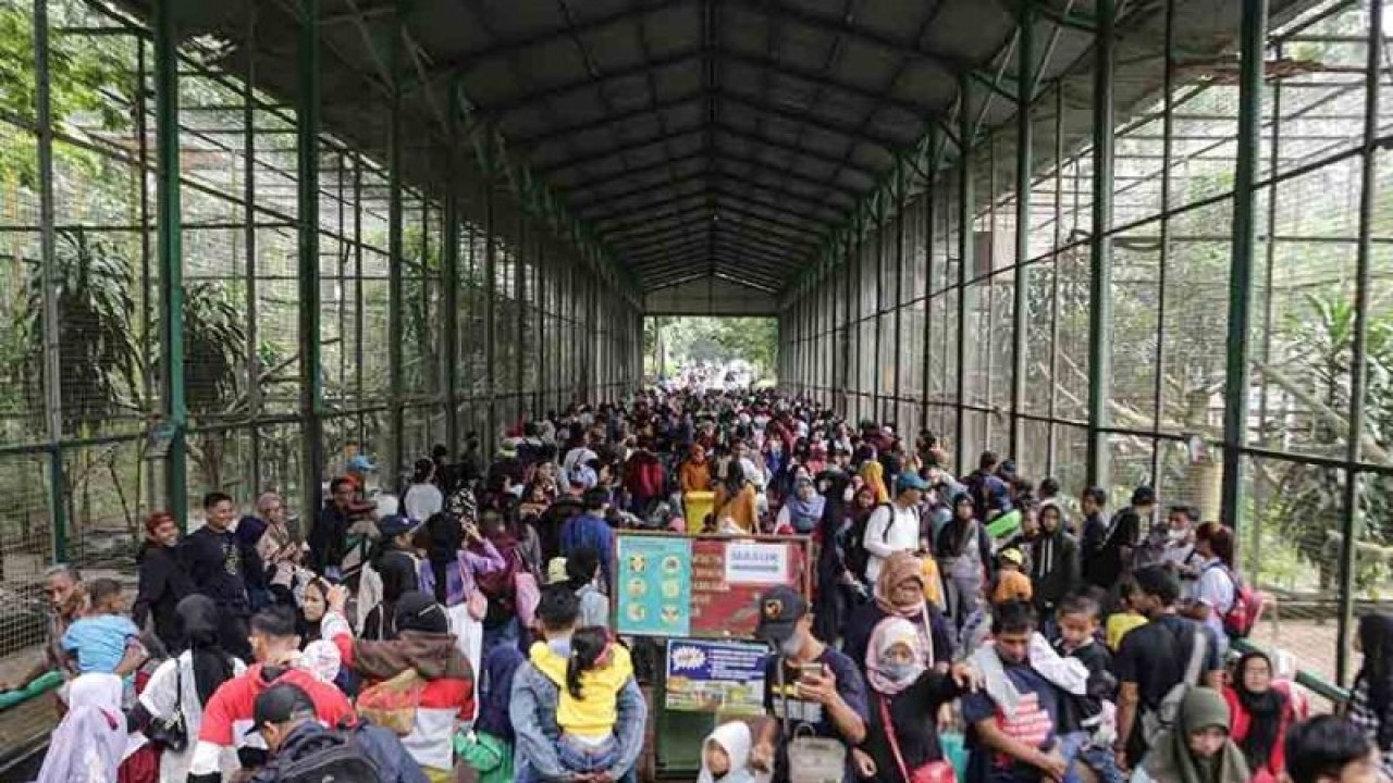 Ilustrasi sejumlah pengunjung memadati Taman Margasatwa Ragunan, Jakarta, Minggu (1/1/2023). Tempat wisata tersebut menjadi salah satu destinasi bagi warga Jakarta dan sekitarnya untuk menghabiskan waktu libur Tahun Baru 2023. ANTARA FOTO/Fauzan/rwa.