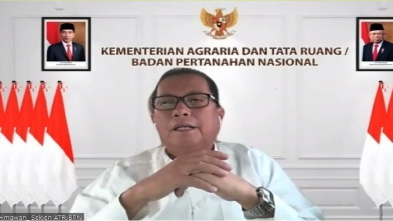 Sekretaris Jenderal Kementerian ATR/BPN, Himawan Arief Sugoto saat menghadiri "Rapat Sinkronisasi Program Kegiatan dan Penyusunan Target Penerimaan Negara Bukan Pajak (TPNBP) Tahun Anggaran 2024" di Jakarta, Kamis (18/1/2023) (ANTARA/Ho/Kementerian ATR/BPN)