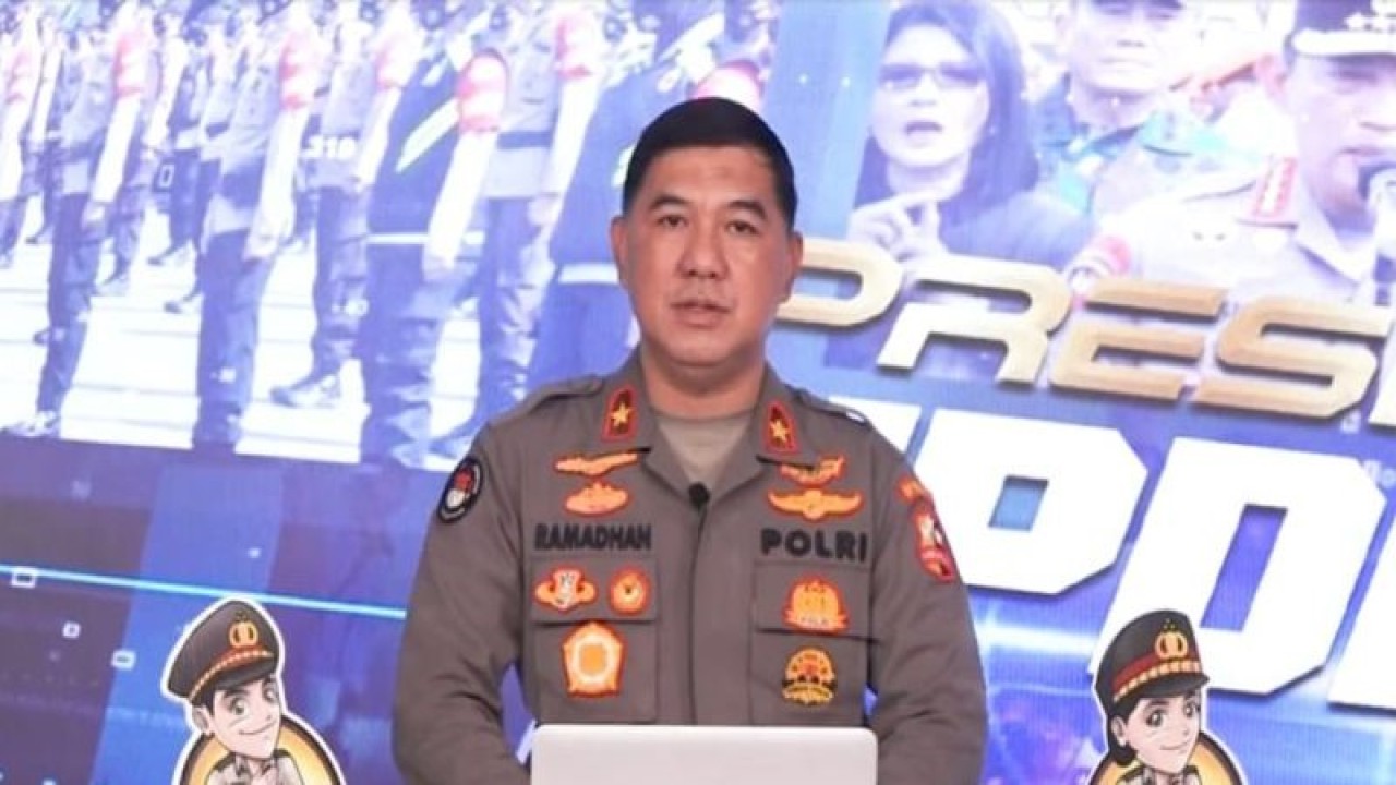 Tangkapan layar- Siaran tunda penyampaian rilis hari Divisi Humas Polri oleh Kepala Biro Penerangan Masyarakat (Karopenmas) Brigjen Pol. Ahmad Ramadhan di Jakarta, Jumat (6/1/2023). (ANTARA/Laily Rahmawaty)