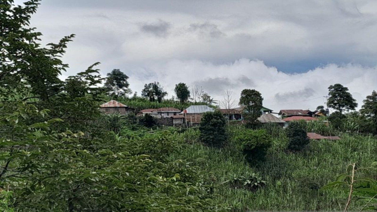 Permukiman warga di Dusun Rubai Cumantiang, Batang Salasiah, Nagari Bukik Batabuah, Kecamatan Canduang, Kabupaten Agam, Provinsi Sumatera Barat. Warga dusun yang berada di dekat puncak Gunung Marapi itu masih beraktivitas sebagaimana biasa pada Selasa (10/1/2023). (ANTARA/Al Fatah)