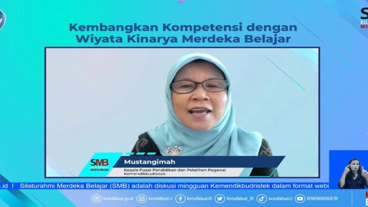 Kepala Pusat Pendidikan dan Pelatihan (Pusdiklat) Pegawai Kemendikbudristek sekaligus Chief of Learning WKMB Mustangimah dalam Silaturahmi Merdeka Belajar di Jakarta, Kamis (20/1/2023). (ANTARA/HO-Kemendikbudristek)