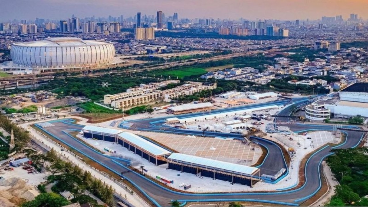 Tangkapan layar - Foto udara sirkuit Formula E Jakarta di Ancol, Jakarta Utara, Selasa (32/5/2022). ANTARA/Instagram@aniesbaswedan/dewa