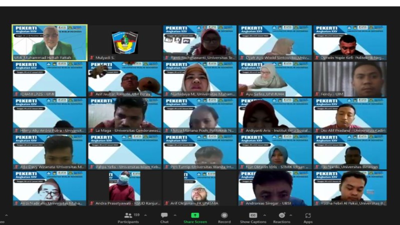 Suasana pelatihan Pekerti yang dilakukan UMI secara virtual, 9 hingga 17 Januari 2023.ANTARA/HO-UMI