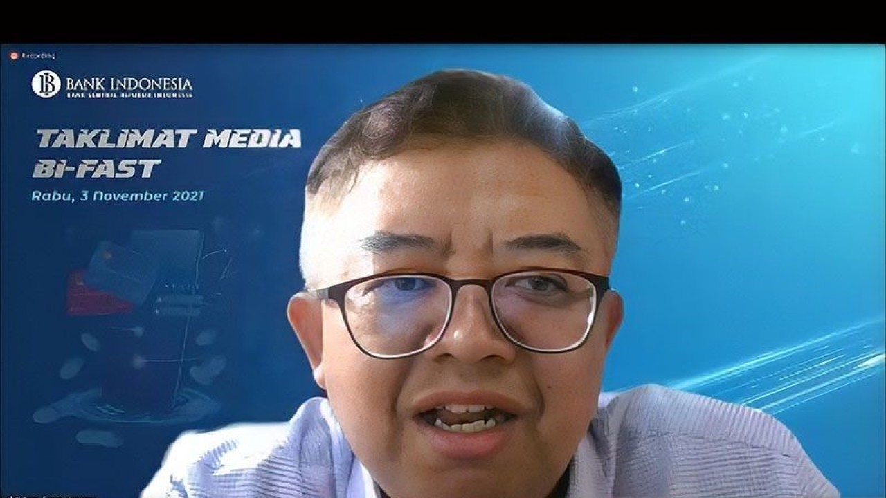 Tangkapan layar Direktur Eksekutif Kepala Departemen Komunikasi BI Erwin Haryono. (ANTARA/Agatha Olivia/pri.)