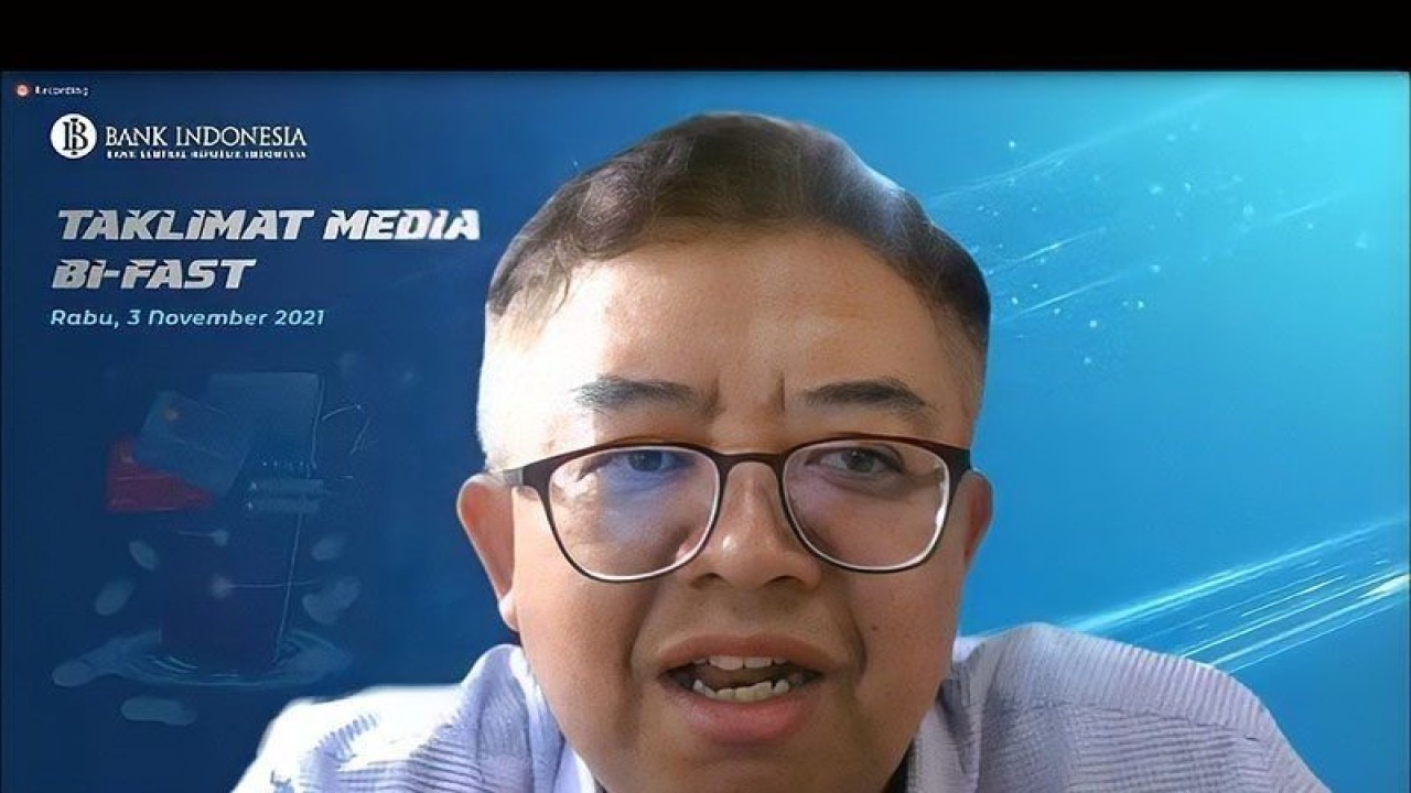 Tangkapan layar Direktur Eksekutif Kepala Departemen Komunikasi BI Erwin Haryono. (ANTARA/Agatha Olivia/pri)