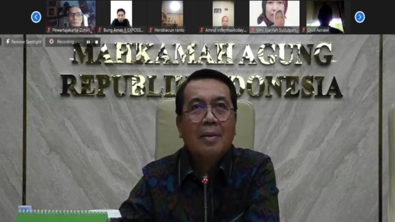Tangkapan layar Ketua Mahkamah Agung Prof. M. Syarifuddin di Jakarta, Selasa, (3/1/2023). (ANTARA/Muhammad Zulfikar).