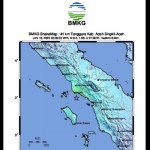 Tangkapan layar peta guncangan gempa bumi magnitudo 6,2 di wilayah Pantai Selatan Kota Singkil, Aceh pada Senin (16/1/2023) pukul 05.30 WIB. (ANTARA/HO-BMKG)-1673835504
