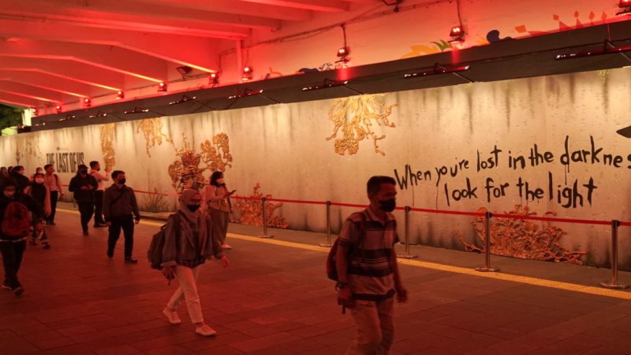 "Instalasi Kreatif Mural 3D" sepanjang 34 dan 25 meter di Terowongan Kendal, Jakarta Pusat, yang ditampilkan pada 9 Januari hingga 5 Februari 2023. (ANTARA/HO-Jakarta Experience Board (JXB))