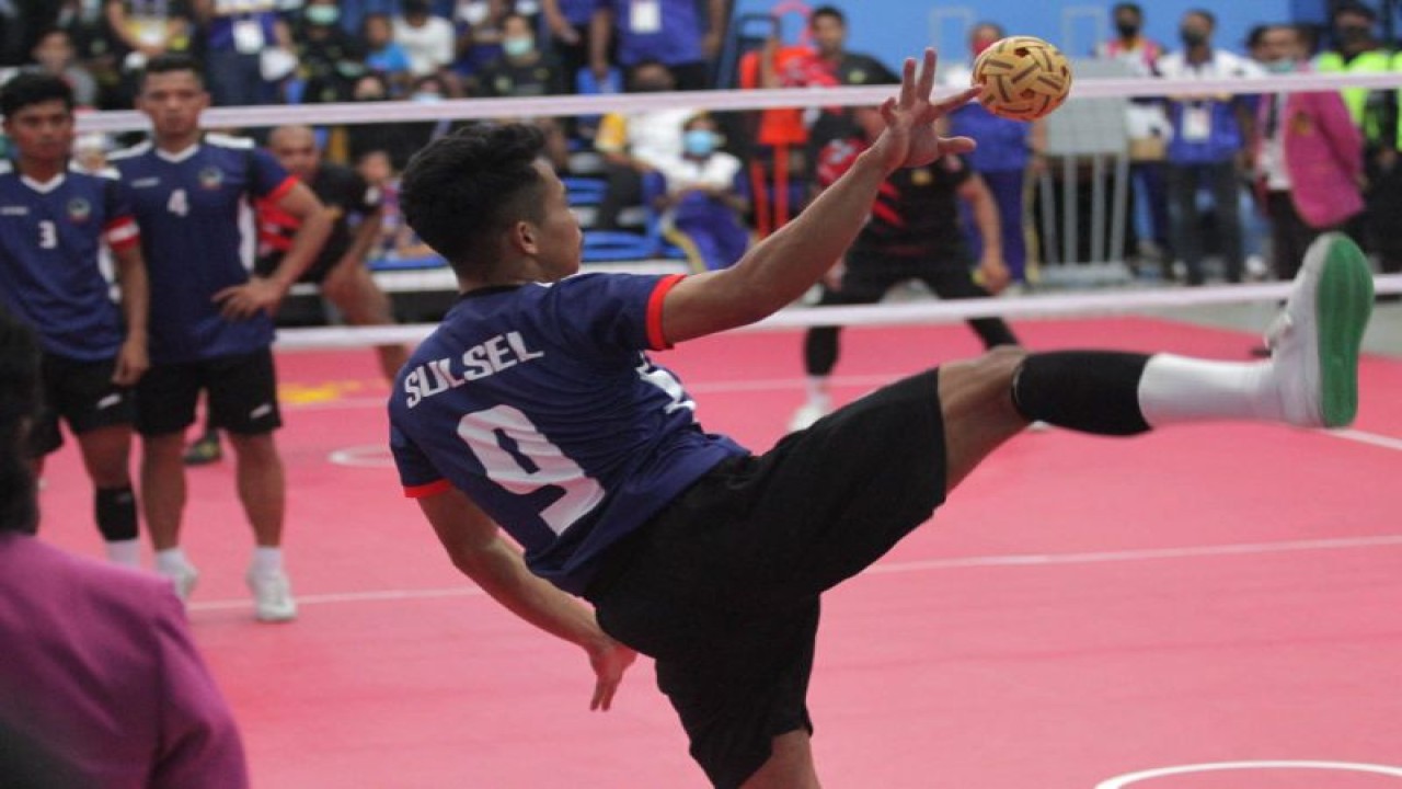 Tim sepak takraw Sulawesi Selatan saat tampil di Pekan Olahraga Nasional (PON) XX 2020 Papua.ANTARA/HO-TWK