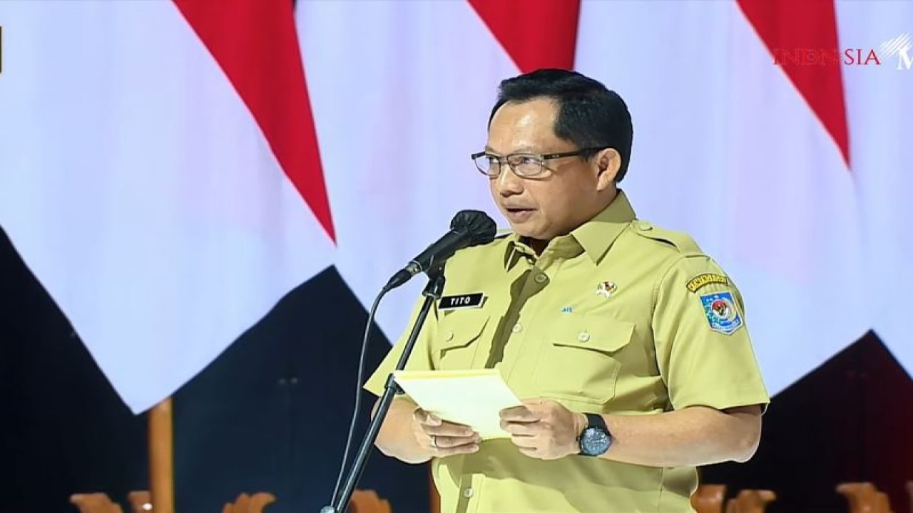 Tangkapan layar - Mendagri Tito Karnavian dalam kegiatan Rakornas Forkopimda 2023, di Sentul, Bogor, Jawa Barat, Selasa (17/1/2023). ANTARA/Boyke Ledy Watra