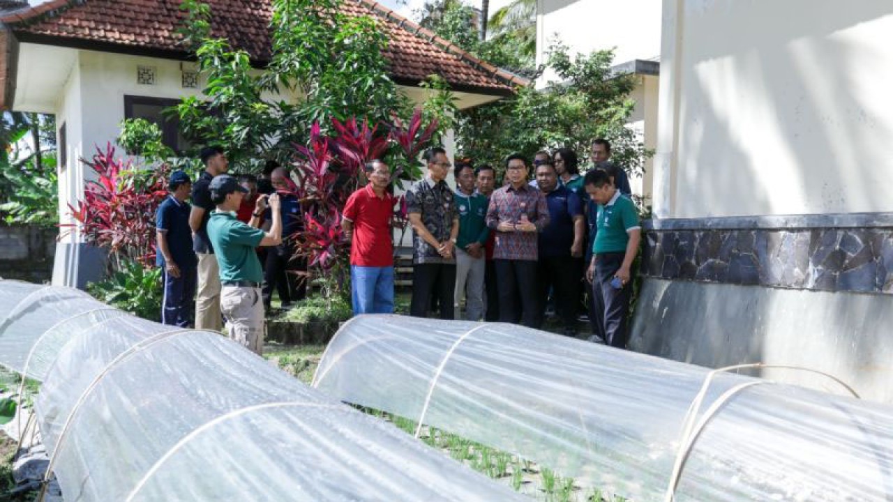 Sekda Badung I Wayan Adi Arnawa meninjau BBU Dinas Pertanian Pangan Kabupaten Badung. ANTARA/HO-Pemkab Badung