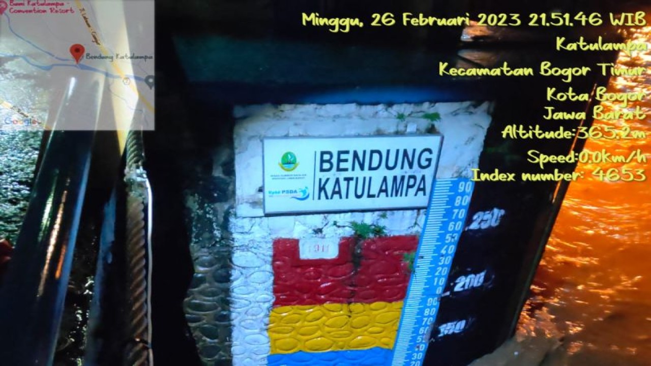 Foto TMA Bendung Katulampa Kota Bogor, Jawa Barat, Minggu (26/2/2023). ANTARA/HO-Petugas Pos Jaga Bendung Katulampa.