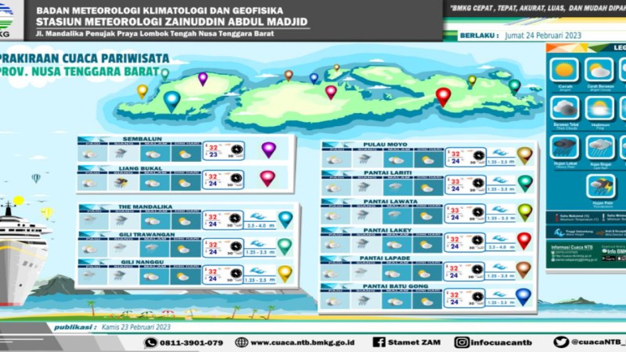 Peta potensi hujan di wilayah NTB (ANTARA/HO-BMKG)