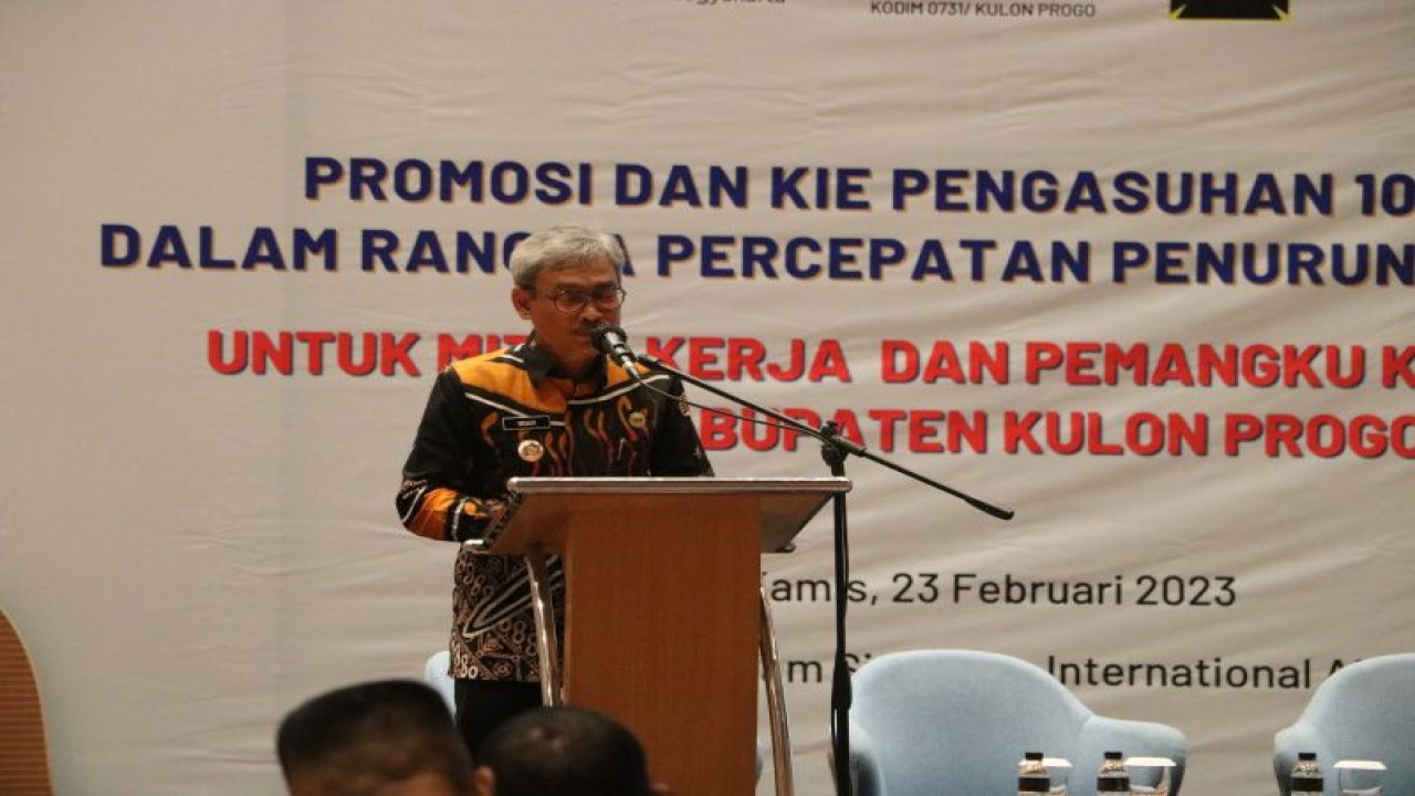 Penjabat Bupati Kulon Progo Tri Saktiyana memberikan arahan pencegahan kekerdilan di wilayah ini. (ANTARA/HO-Humas Pemkab Kulon Progo)