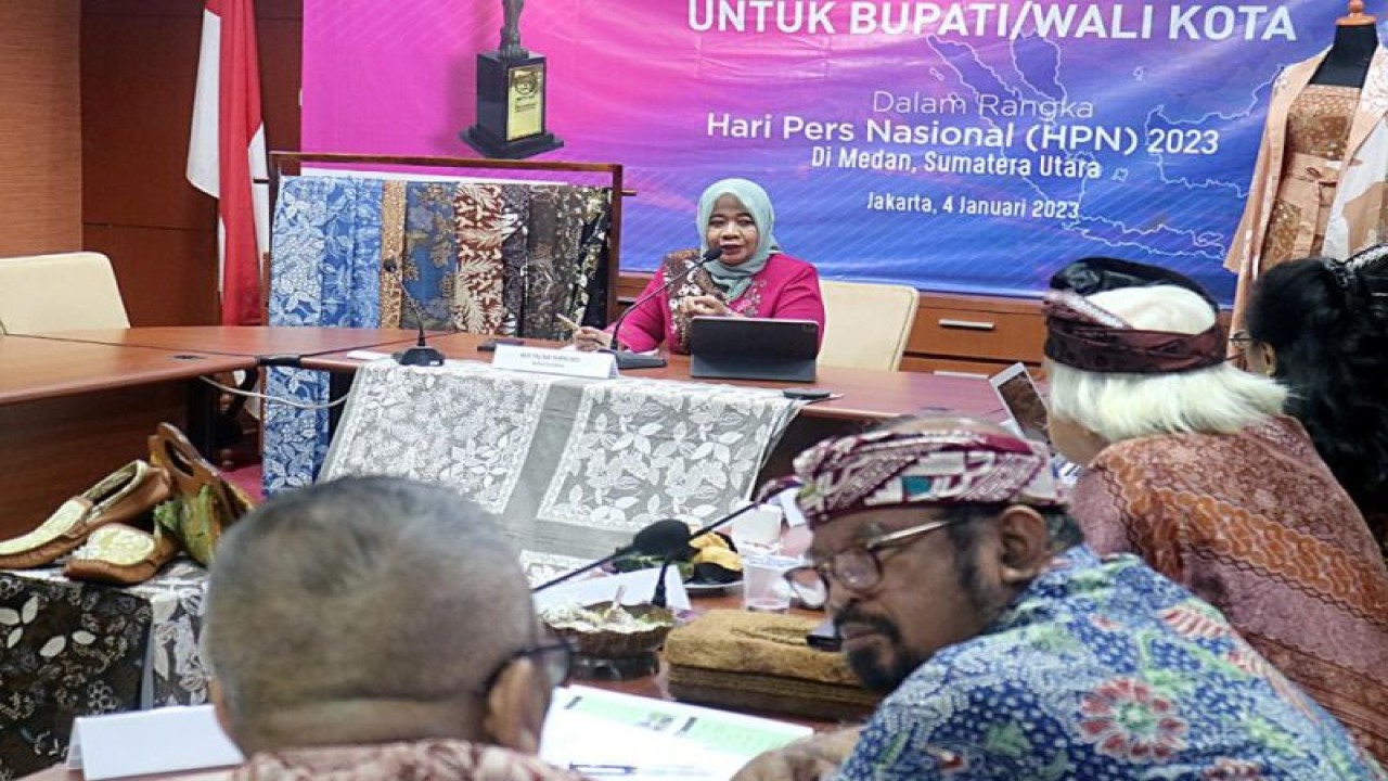 Bupati Sleman Kustini Sri Purnomo saat presentasi di depan tim juri Anugerah Kebudayaan PWI Pusat dalam rangka Hari Pers Nasional (HPN) tahun 2023. ANTARA/HO-Bagian Prokopim Setda Sleman