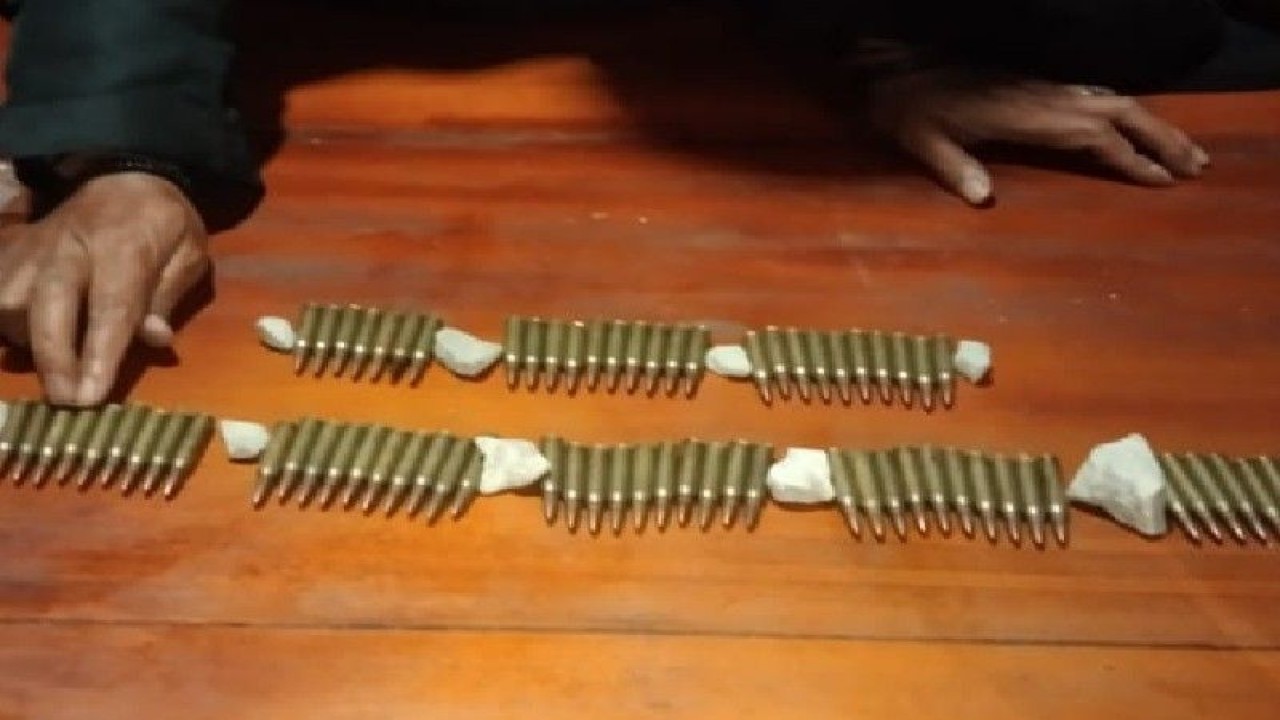 Sejumlah 77 Butir amunisi yang diamankan dari dua prajurit Kodim 1702/Jayawijaya di Timika. ANTARA/HO-Penrem 172/PWY