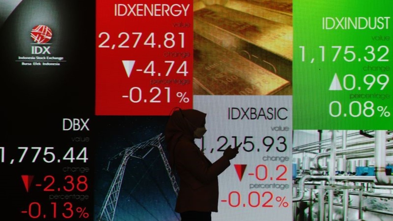 Ilustrasi - Layar menampilkan pergerakan perdagangan saham di Bursa Efek Indonesia (BEI), Jakarta, Senin (2/1/2023). ANTARA FOTO/Hafidz Mubarak A/foc. (ANTARA FOTO/Hafidz Mubarak A)