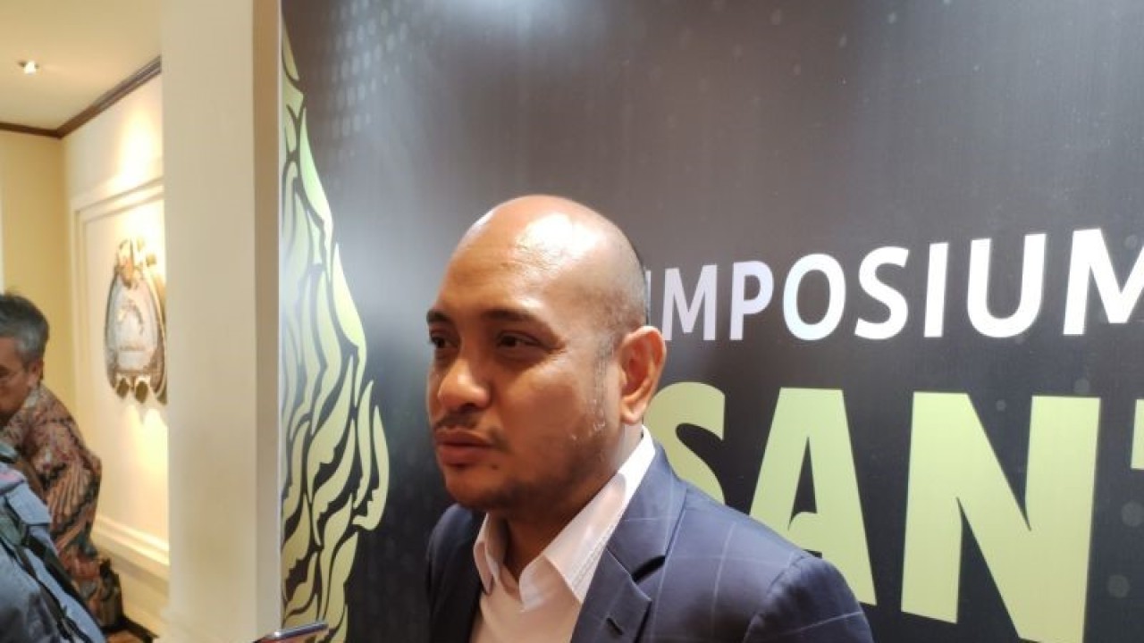 Wakil Ketua Umum Kadin Bidang Organisasi Eko Sastra ditemui di sela Simposium dan Lokakarya Nasional Nusantaranomics di Jakarta, Senin (27/2/2023). (ANTARA/Ade Irma Junida)