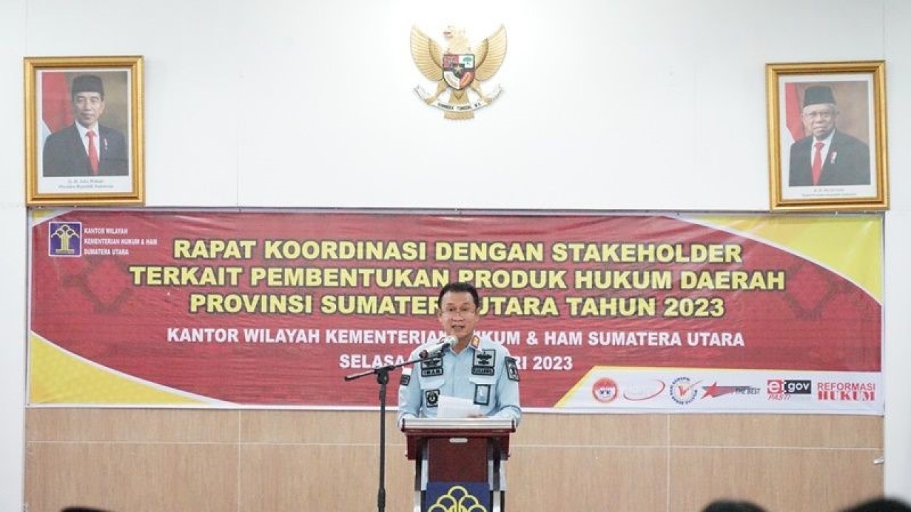 Kakanwil Kemenkumham Sumut Imam Suyudi, rapat koordinasi dengan pemangku kepentingan di daerah.  ((ANTARA/HO-Humas Kemenkumham Sumut))