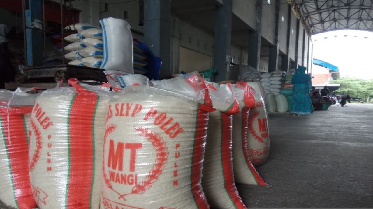 Stok beras di pasar tradisional. (ANTARA/Akhmad Nazaruddin Lathif)