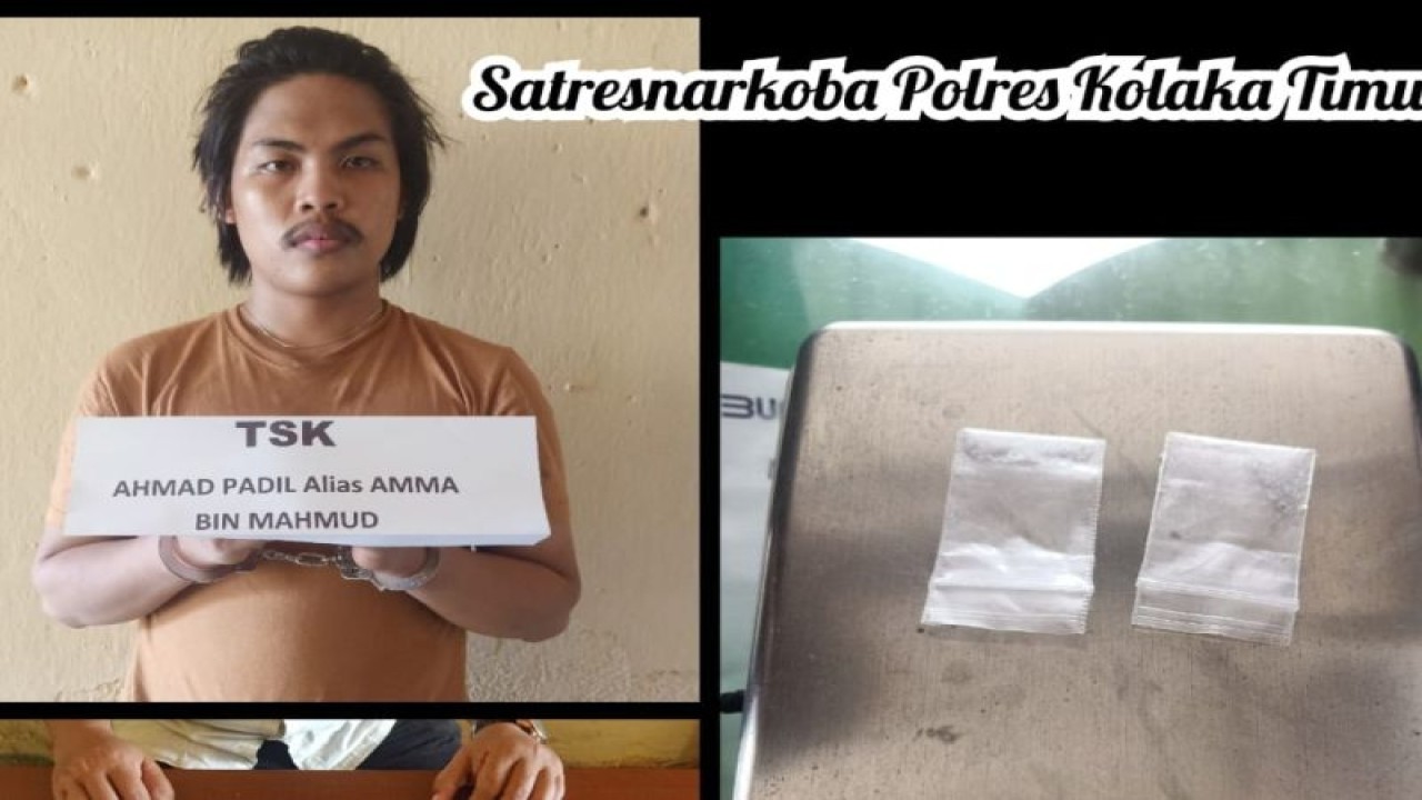 Petani Ahmad Padil alias Amma yang ditangkap polisi beserta barang buktinya. (Antara/HO-Polres Kolaka Timur)