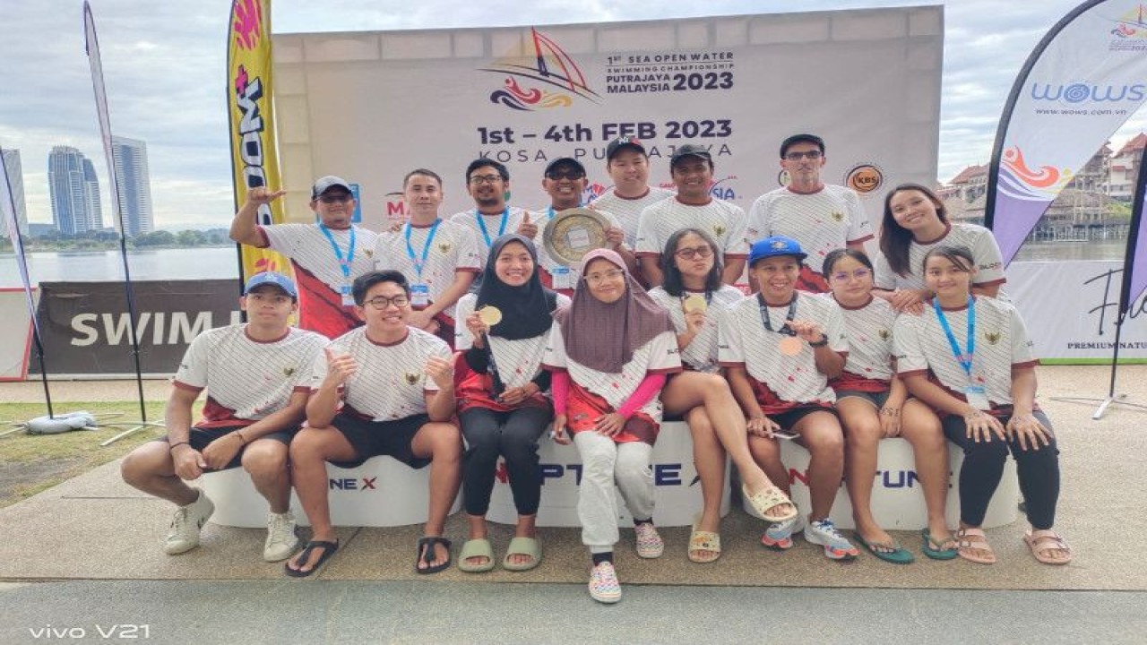 Tim renang perairan terbuka Indonesia berhasil membawa pulang empat emas dalam ajang 1st SEA Open Water Swimming Championship yang bergulir di Putra Jaya, Malaysia, 2-4 Februari 2023. (ANTARA-HO-PRSI)