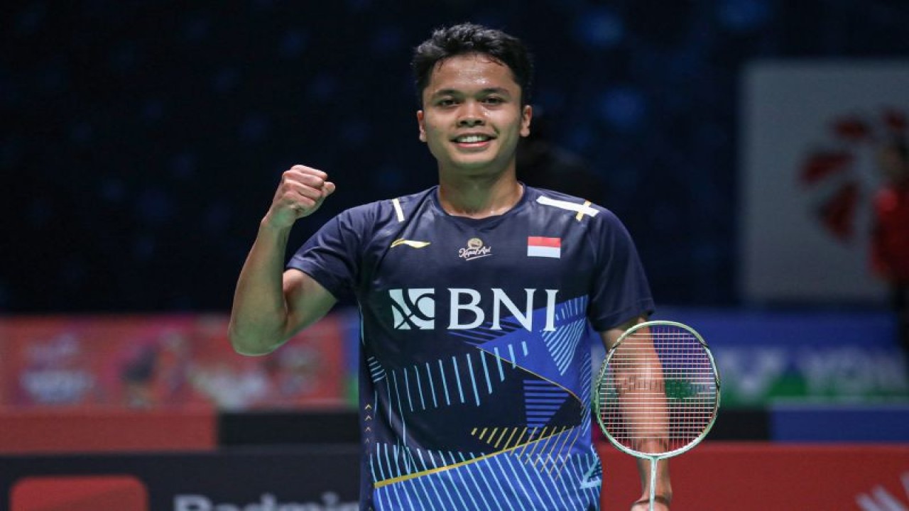 Anthony Sinisuka Ginting menjadi satu-satunya wakil Indonesia dari nomor tunggal putra yang masih tersisa hingga babak perempat final All England 2023 di Birmingham, Inggris. (ANTARA/HO-PP PBSI)
