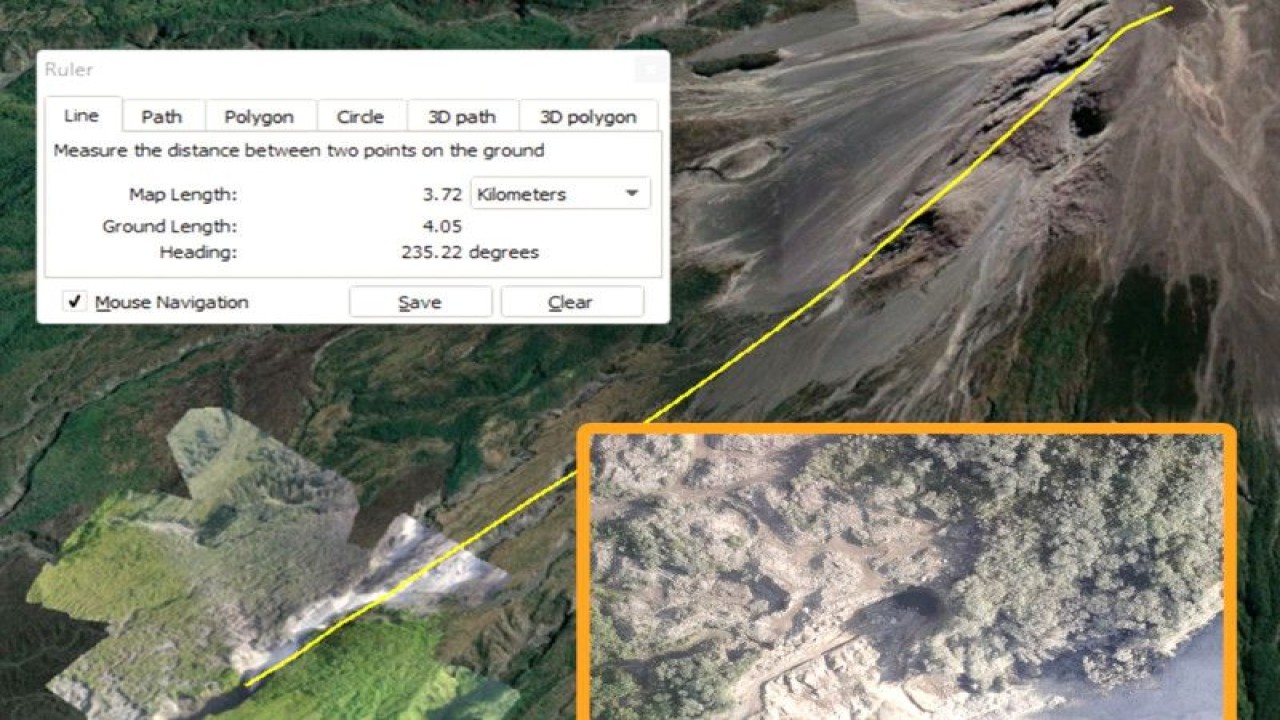 Foto udara Tim Drone Badan Geologi pascakejadian awan panas guguran pada 11-12 Maret 2023. (ANTARA/HO/BPPTKG)