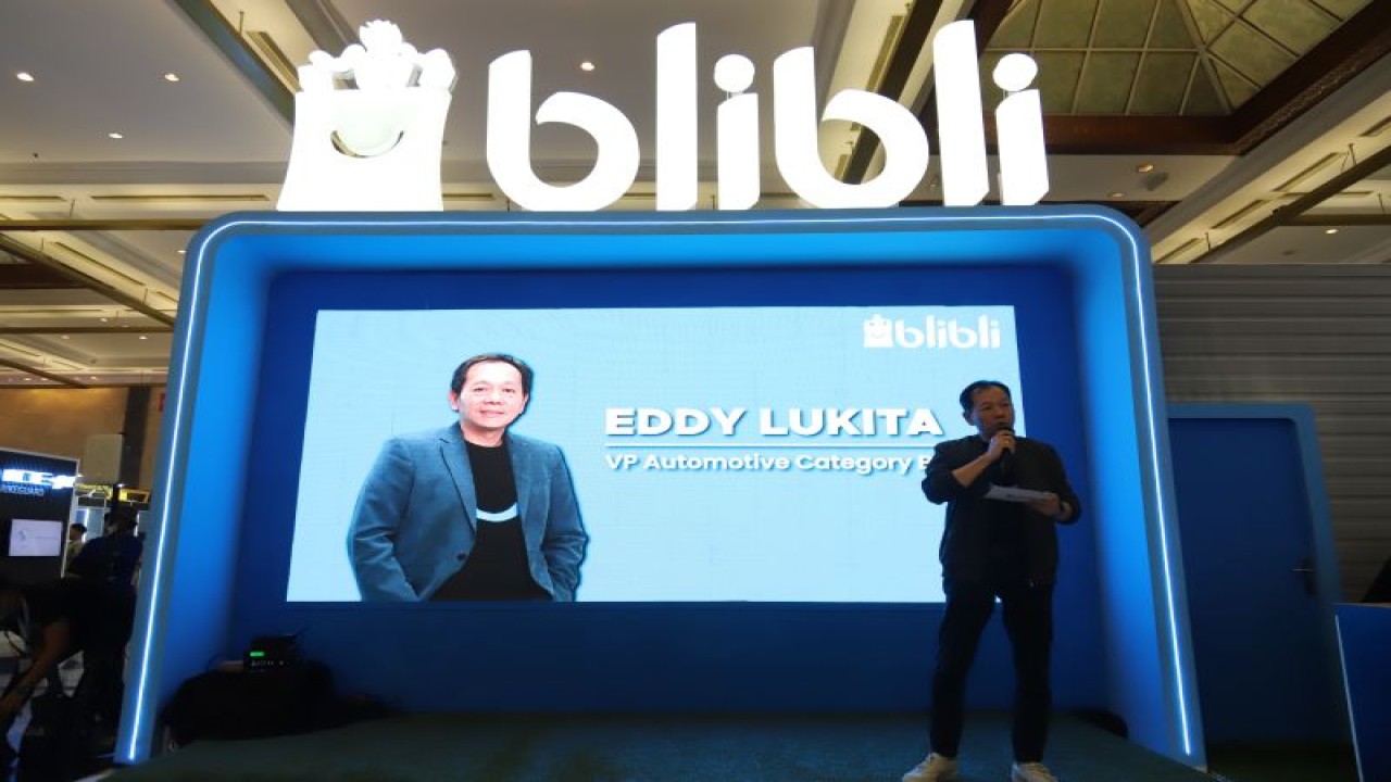 VP of Automotive Category, Blibli, Eddy Lukita pada saat jumpa wartawan di arena GJAW 2023 (ANTAR/Ho)