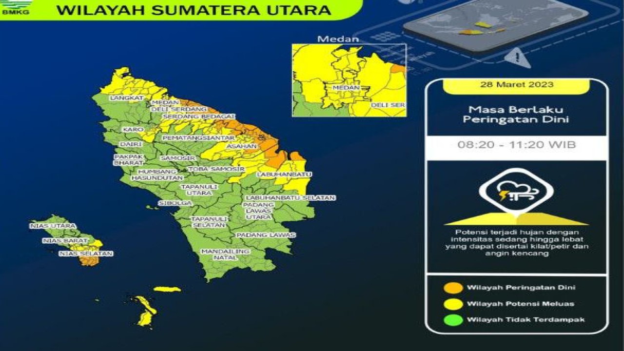 Prakiraan cuaca di Sumut (ANTARA/HO)