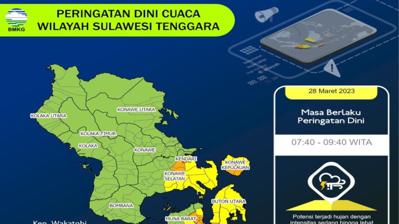 Badan Meteorologi, Klimatologi dan Geofisika (BMKG) merilis peringatan dini gelombang setinggi dua meter lebih yang berpotensi terjadi di perairan Wakatobi dan kawasan perairan Laut Banda. (Foto ANTARA/HO-BMKG)