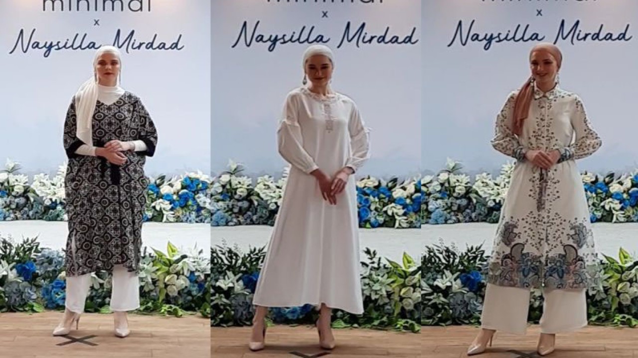 Koleksi busana bertema "Festive 2023 Collections" dari label minimal untuk menyambut Ramadhan dan Idul Fitri 2023. (ANTARA/Lia Wanadriani Santosa)