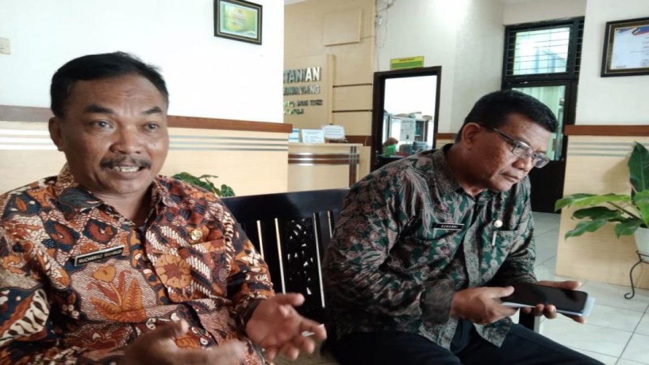 Kabid Penyediaan dan Pengembangan Sarana Pertanian Dinas Pertanian Kabupaten Tulungagung, Muchamad Mahmudi dan Pengawas Mutu Hasil Pertanian, Suharni (ANTARA/HO - JP)