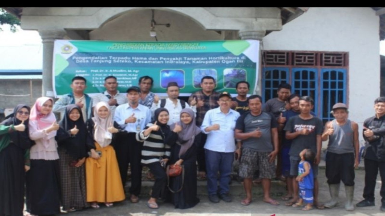 Dosen dan mahasiswa Prodi Proteksi Tanaman FP Unsri ajari cara kendalikan hama cabai di Desa Tanjung Seteko , Ogan Ilir. (ANTARA/Yudi Abdullah/23)