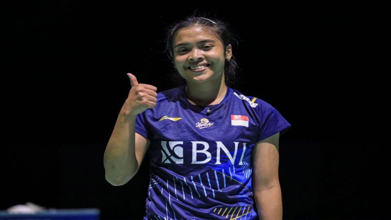 Pebulu tangkis tunggal putri Gregoria Mariska Tunjung saat berlaga pada Swiss Open 2023 di Basel, Jumat (23/3).(ANTARA/HO-PP PBSI)