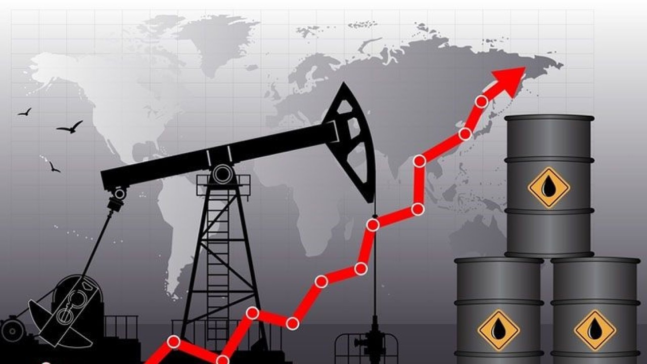 Ilustrasi - Pertumbuhan grafis dan rig minyak. Harga minyak naik. ANTARA/Shutterstock/pri. (ANTARA/Shutterstock)
