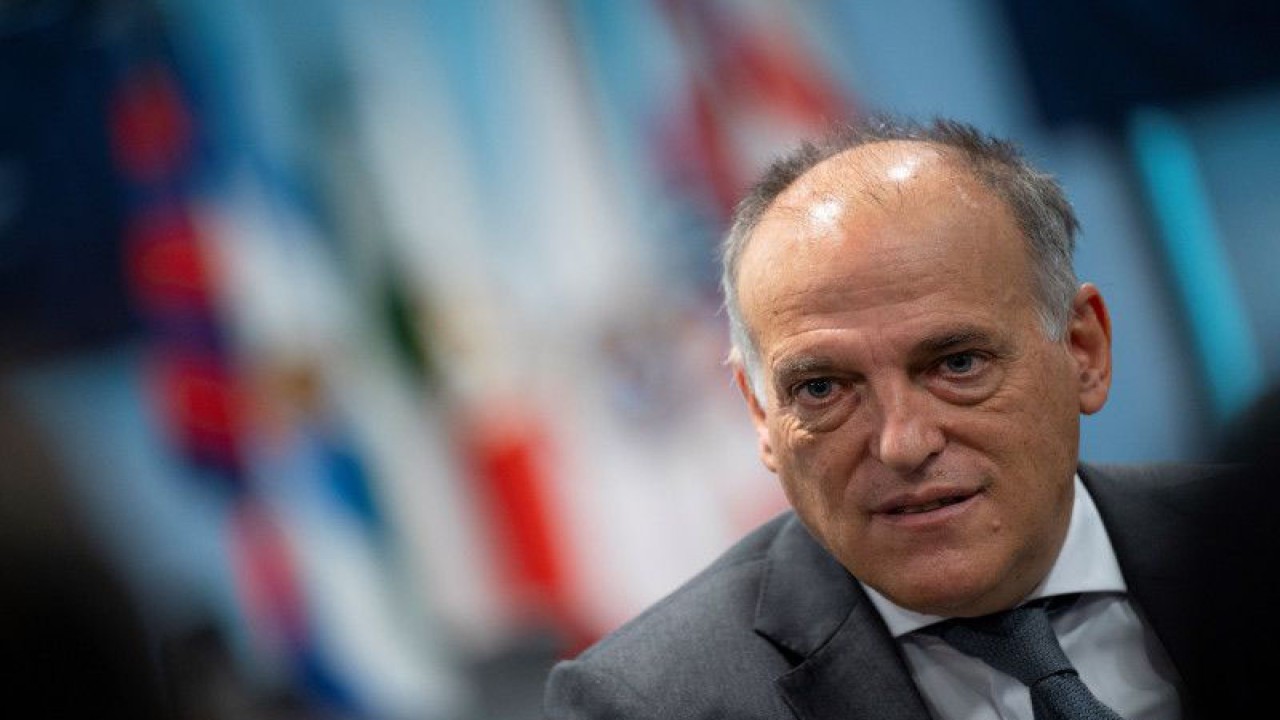 Presiden LaLiga Spanyol Javier Tebas. ANTARA/AFP/PIERRE-PHILIPPE MARCOU