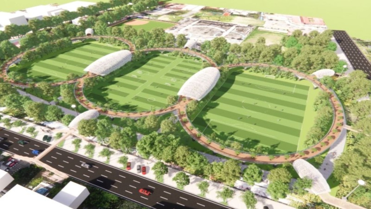 Gambar desain proyek renovasi lapangan Karebosi Makassar, Sulawesi Selatan. ANTARA/HO/Humas Pemkot Makassar.