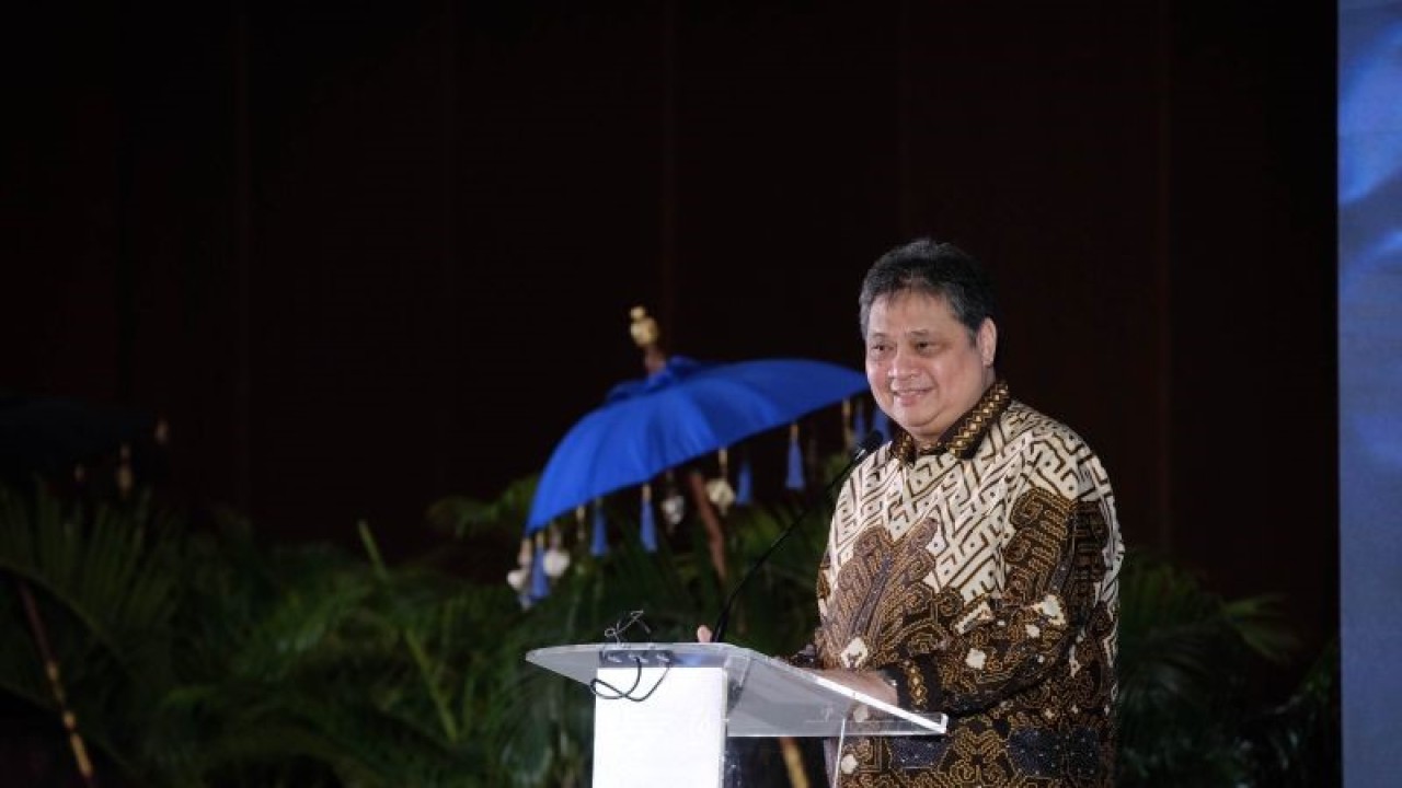 Menteri Koordinator Bidang Perekonomian Airlangga Hartarto dalam Indo-Pacific Chamber of Commerce and Industry Business Forum, Minggu (19/3/2023). ANTARA/HO-KemenkoEkonomi/pri.