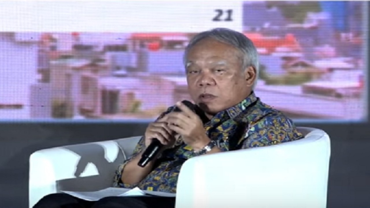 Tangkapan layar - Menteri PUPR Basuki Hadimuljono dalam seminar daring "Innovative Financing in Unity" yang dipantau di Jakarta, Rabu (1/3/2023). ANTARA/Aji Cakti