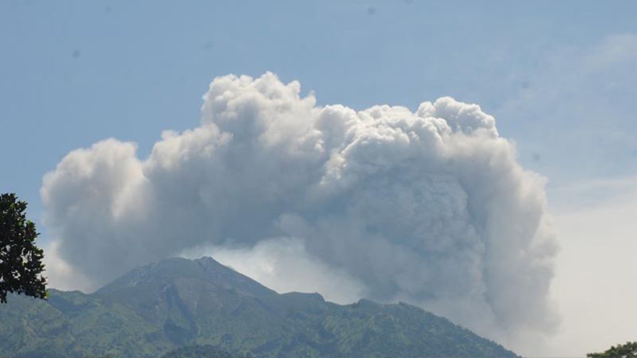 Embusan awan panas guguran Gunung Merapi terlihat dari Cepogo, Kabupaten Boyolali, Jawa Tengah, Sabtu (11/3/2023). ANTARA/Aloysius Jarot Nugroho (awan panas guguran)