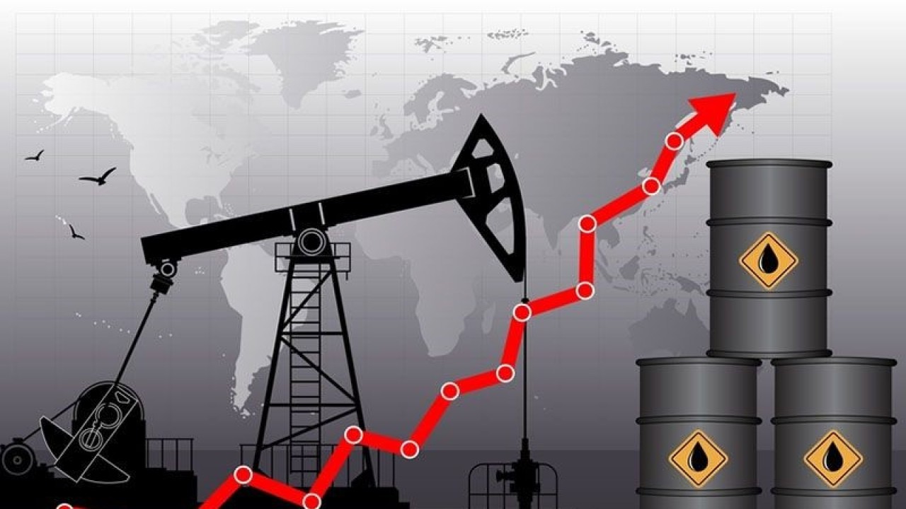 Ilustrasi - Pertumbuhan grafis dan rig minyak. Harga minyak naik. ANTARA/Shutterstock/pri. (ANTARA/Shutterstock)