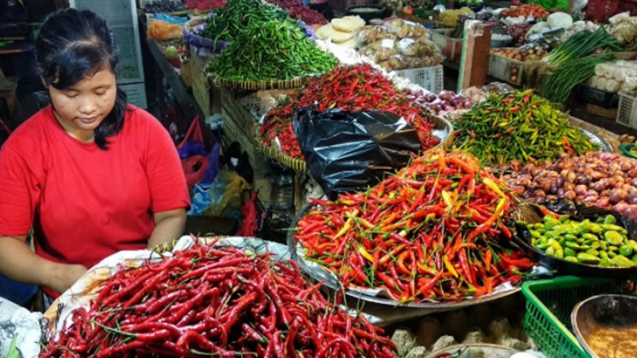 Pedagang cabai di Pasar Baru Tanjungpinang (Antaranews Kepri/Ogen) (Antaranews Kepri/Ogen/)