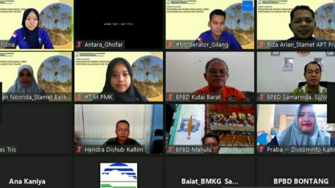 Pertemuan via virtual yang digelar BMKG Stasiun Samarinda, Kamis (30/3/2023). ANTARA/M Ghofar