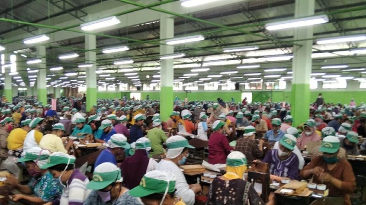 Sejumlah pekerja menyelesaikan pembuatan rokok di salah satu pabrik rokok di Kabupaten Kudus, Jawa Tengah. (ANTARA/Akhmad Nazaruddin Lathif)