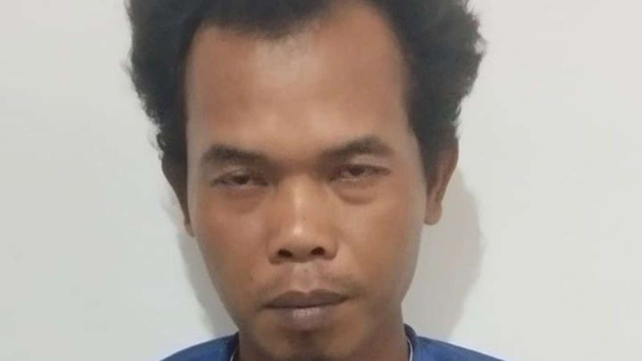 Seorang pria TR (43) pelaku penganiayaan korban Adi Mirhan Siregar Kepala Desa Sijungkang, ditahan Polres Tapanuli Selatan. ((ANTARA/HO-Humas Polres Tapsel))