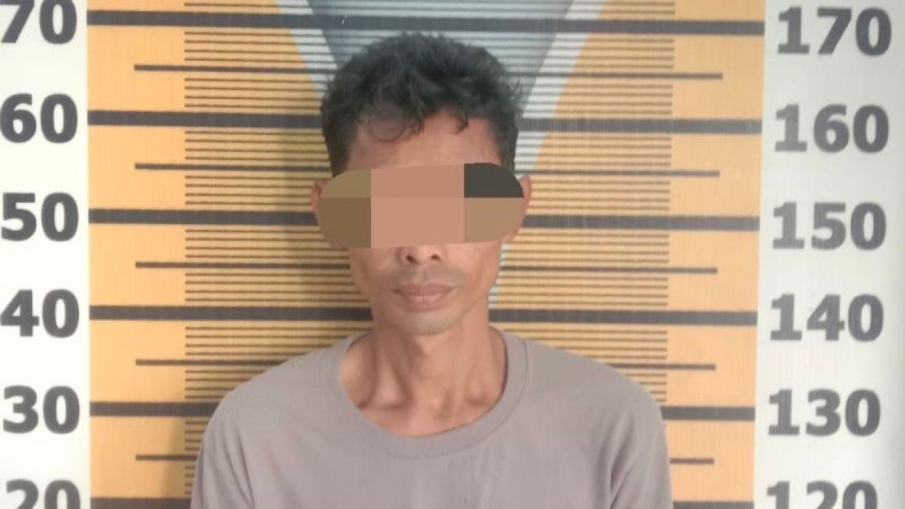 Seorang laki-laki RML (41) pemilik narkotika jenis sabu ditahan di Polres Tebing Tinggi. ((ANTARA/HO-Humas Polres Tebing Tinggi))