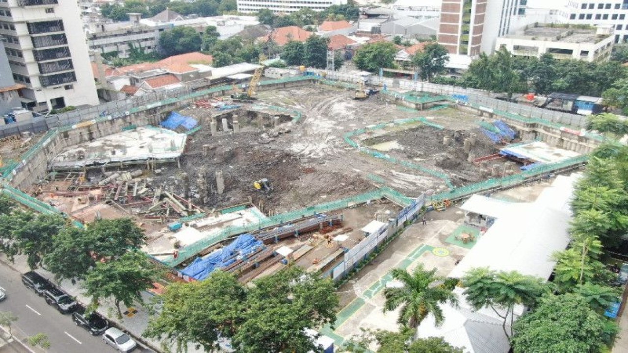 Perkembangan proyek CBD (Central Business Distric) Grand Shamaya di pusat Kota Surabaya, Jawa Timur. ANTARA/HO-PT PP Properti.