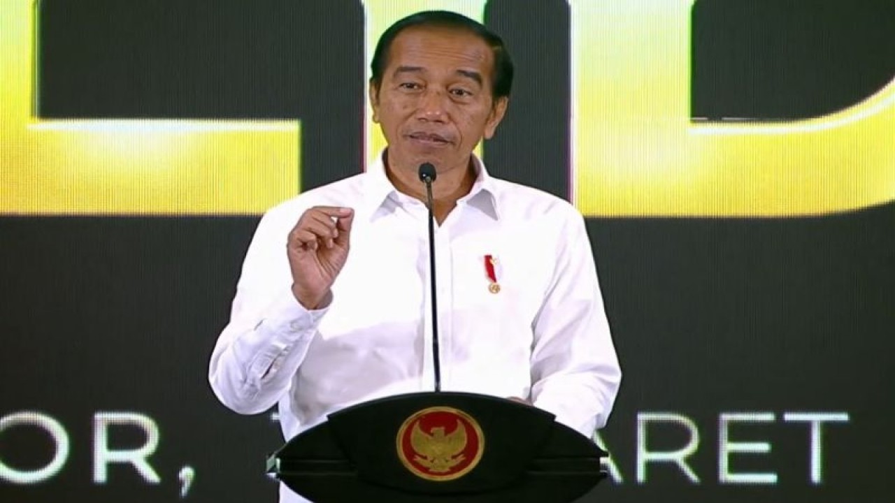 Tangkapan layar - Presiden RI Joko Widodo menyampaikan sambutan saat meresmikan Kawasan Ekonomi Khusus (KEK) Lido di Bogor, Jawa Barat, Jumat (31/3/2023). (ANTARA/Gilang Galiartha)
