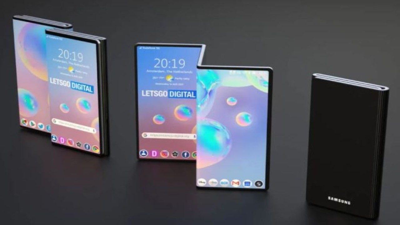Samsung dirumorkan merilis ponsel dengan tiga lipatan. (Gizmochina)